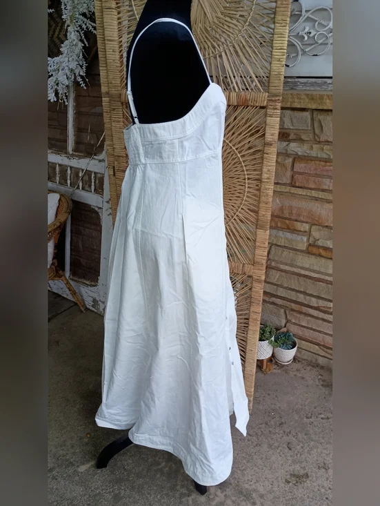 Free People Just Jill White Denim Maxi Dress with Slim Straps_M - Picture 3 of 8